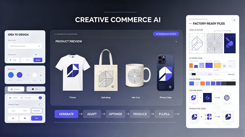 Concept interface for an AI-powered custom print platform