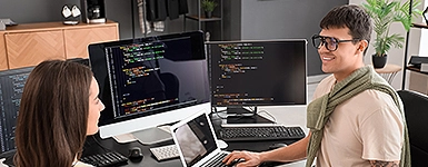 Development team working together
