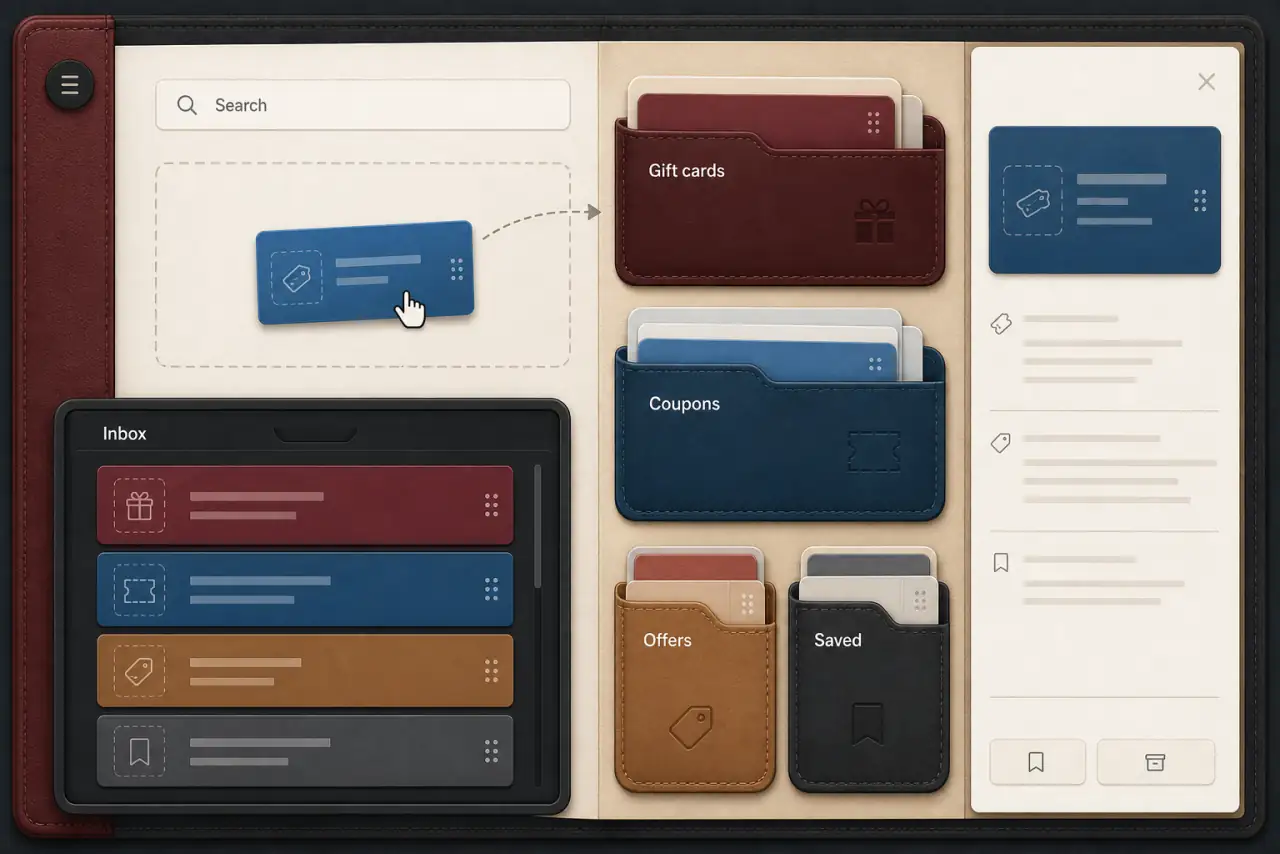 Organizing Gift Cards, Coupons, Offers, and Messages in One Consumer Workspace