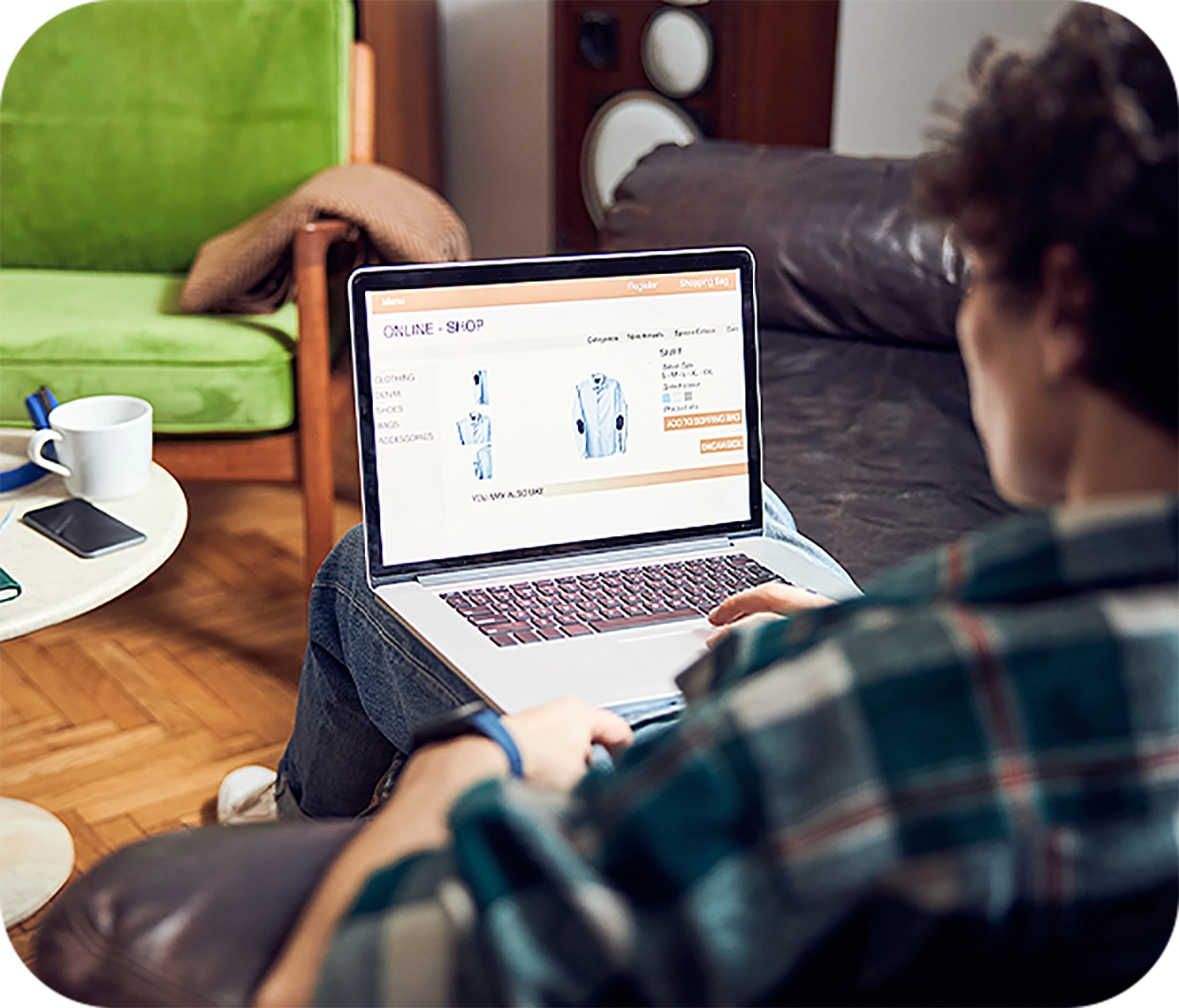 Online shopping experience on a laptop
