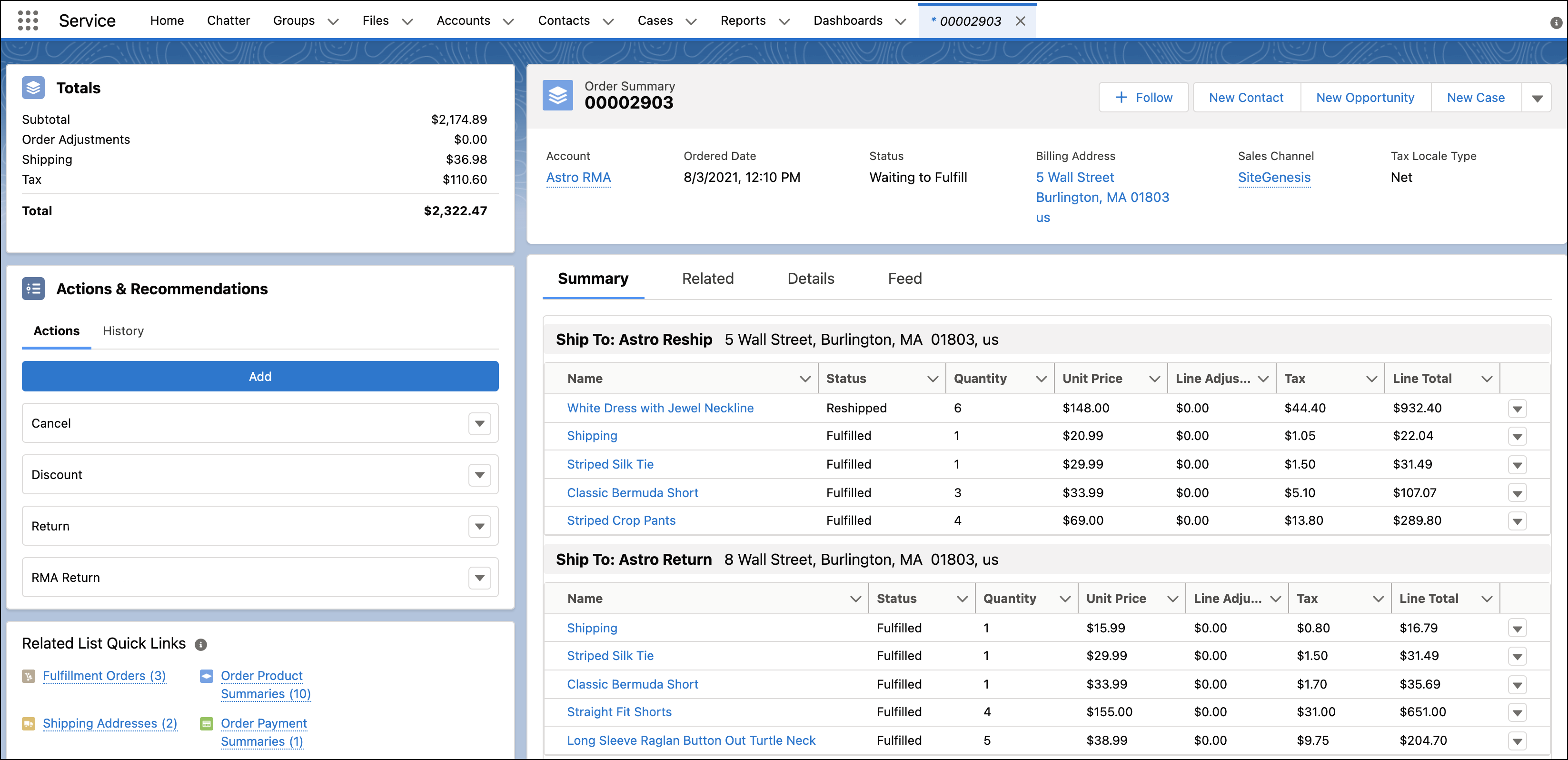 Salesforce Service Cloud screenshot reproduced from the original case study